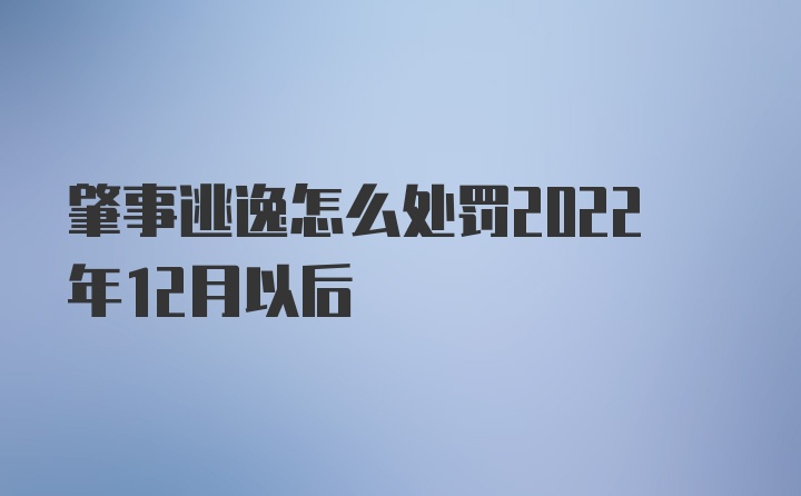 肇事逃逸怎么处罚2022年12月以后