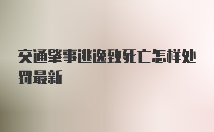 交通肇事逃逸致死亡怎样处罚最新