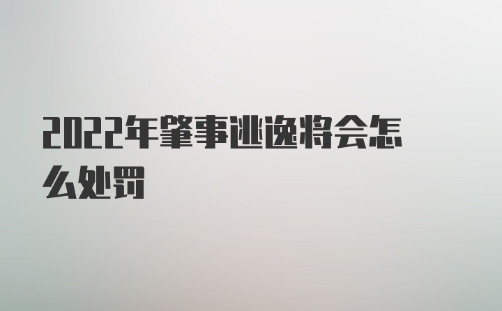 2022年肇事逃逸将会怎么处罚