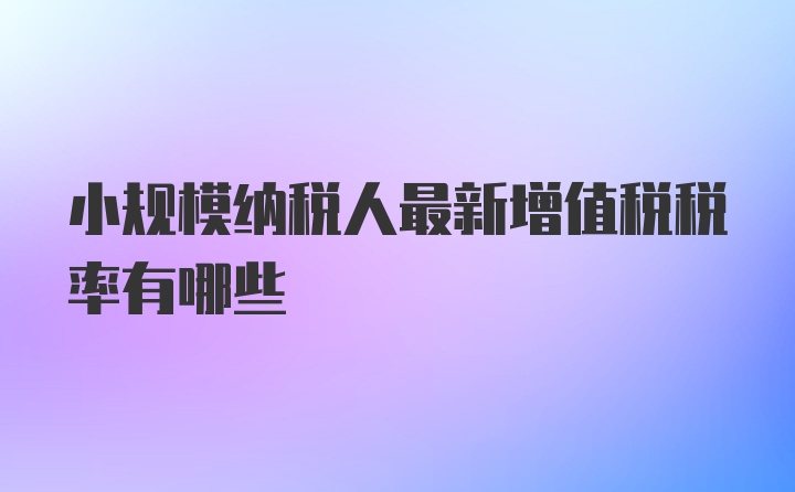 小规模纳税人最新增值税税率有哪些