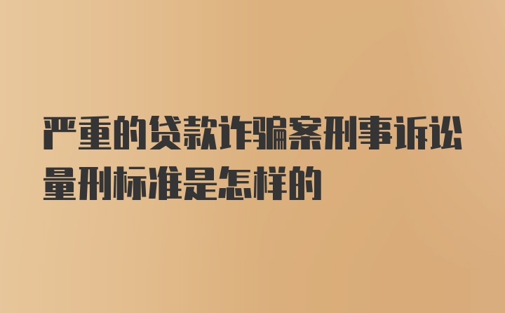 严重的贷款诈骗案刑事诉讼量刑标准是怎样的