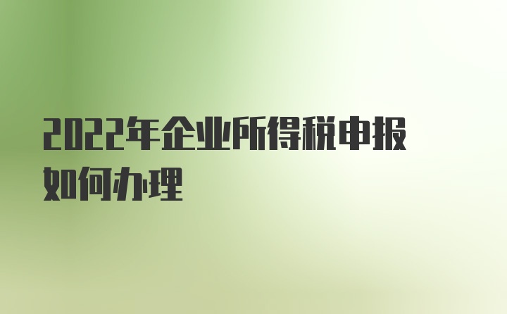 2022年企业所得税申报如何办理