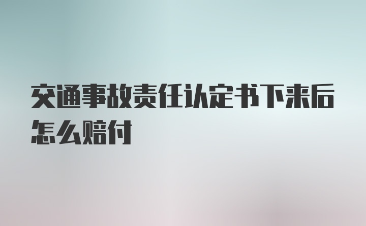 交通事故责任认定书下来后怎么赔付