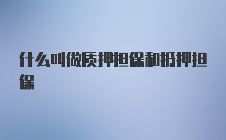 什么叫做质押担保和抵押担保