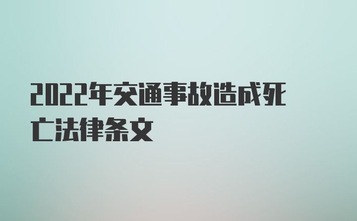 2022年交通事故造成死亡法律条文