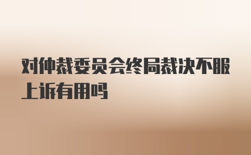 对仲裁委员会终局裁决不服上诉有用吗