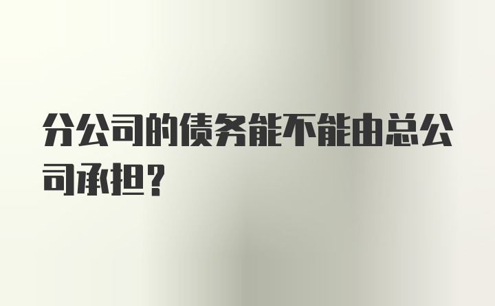 分公司的债务能不能由总公司承担？