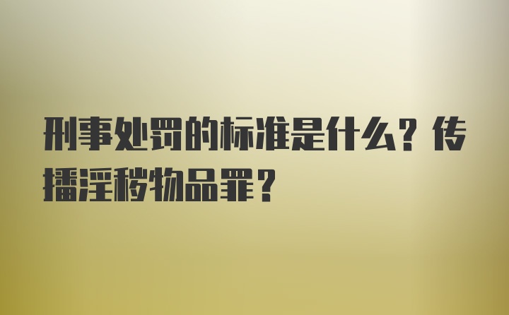 刑事处罚的标准是什么？传播淫秽物品罪？