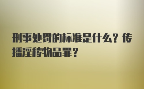 刑事处罚的标准是什么？传播淫秽物品罪？