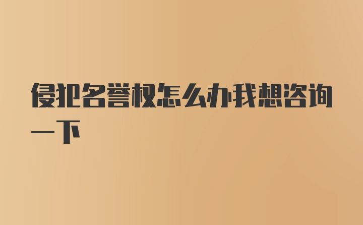 侵犯名誉权怎么办我想咨询一下