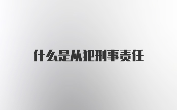 什么是从犯刑事责任