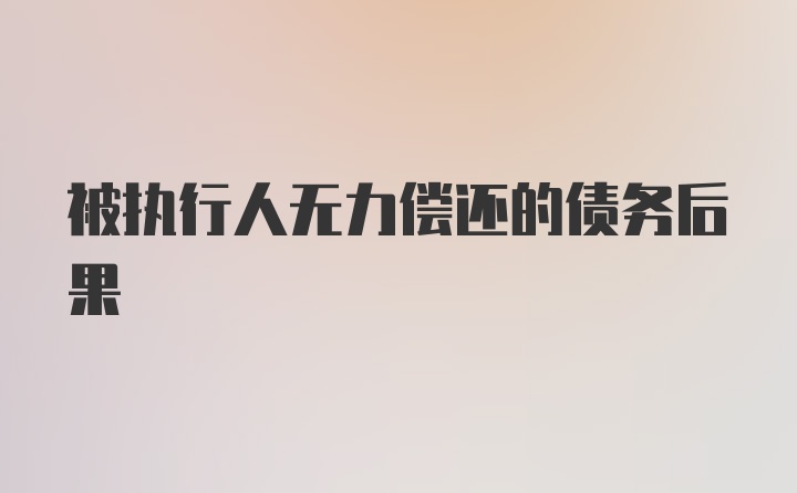 被执行人无力偿还的债务后果