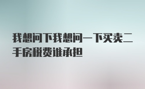 我想问下我想问一下买卖二手房税费谁承担