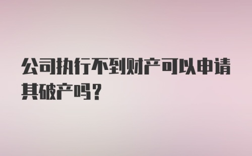 公司执行不到财产可以申请其破产吗？