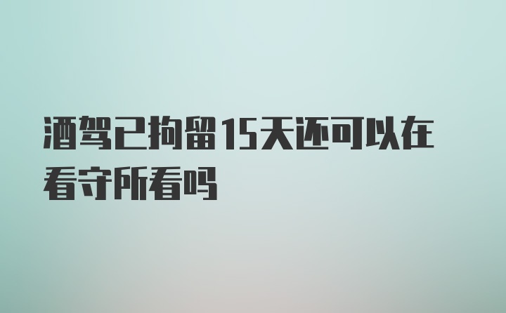 酒驾已拘留15天还可以在看守所看吗