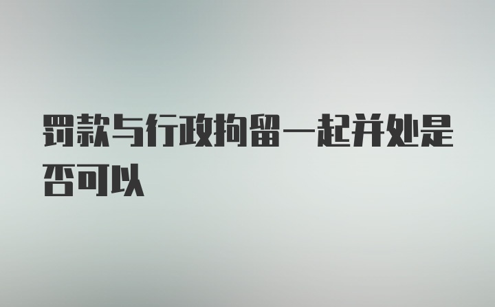 罚款与行政拘留一起并处是否可以