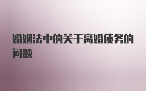 婚姻法中的关于离婚债务的问题