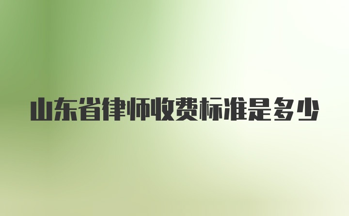 山东省律师收费标准是多少