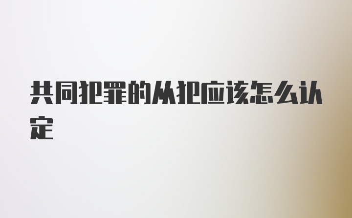 共同犯罪的从犯应该怎么认定