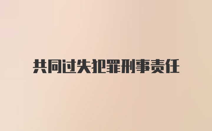 共同过失犯罪刑事责任