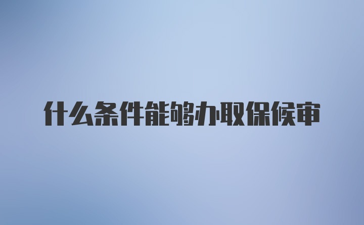 什么条件能够办取保候审