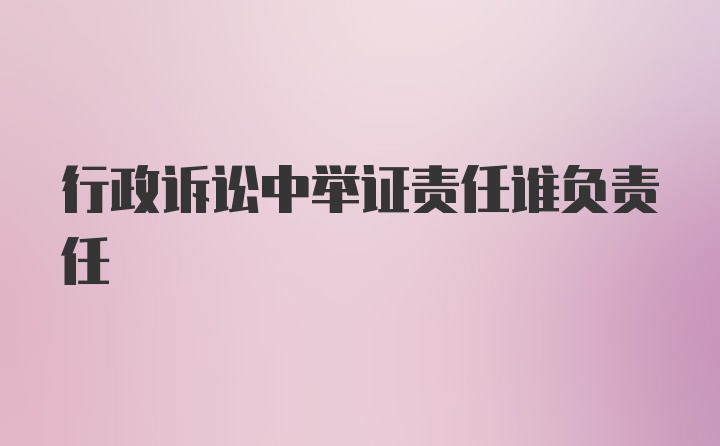 行政诉讼中举证责任谁负责任