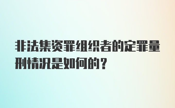 非法集资罪组织者的定罪量刑情况是如何的？