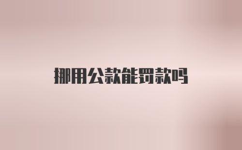 挪用公款能罚款吗