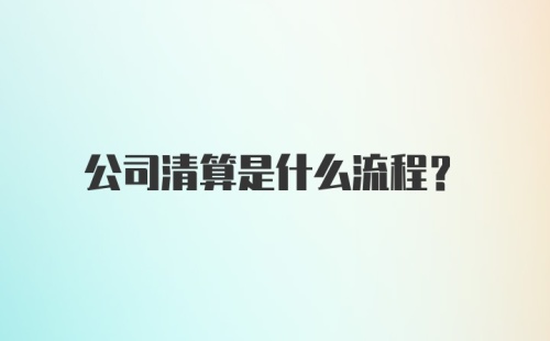 公司清算是什么流程?