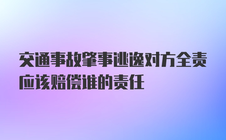 交通事故肇事逃逸对方全责应该赔偿谁的责任