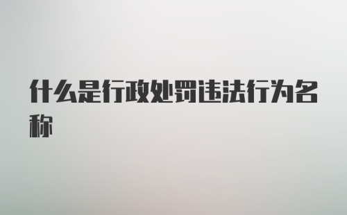 什么是行政处罚违法行为名称