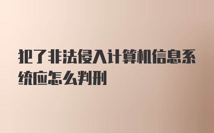 犯了非法侵入计算机信息系统应怎么判刑