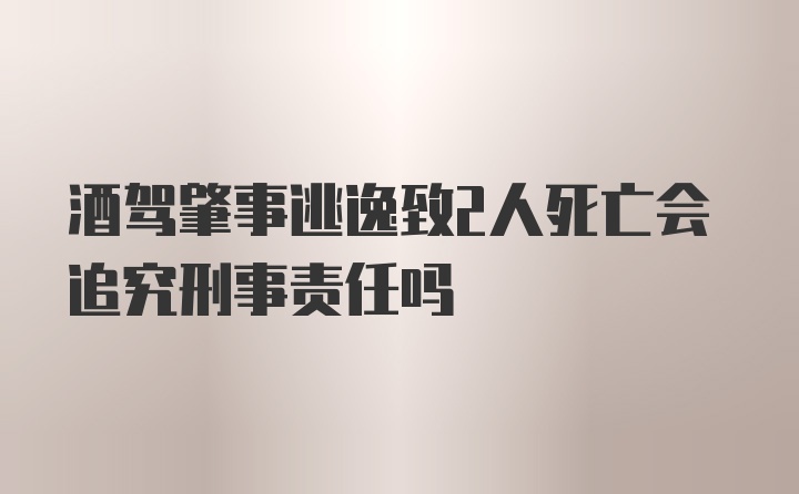 酒驾肇事逃逸致2人死亡会追究刑事责任吗