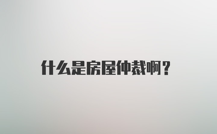 什么是房屋仲裁啊？