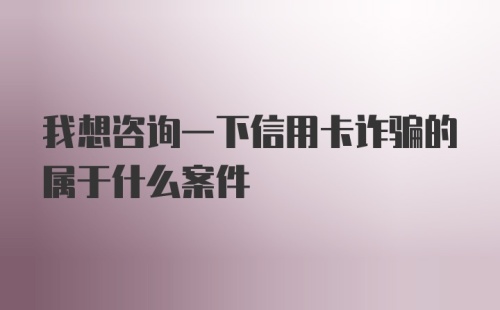 我想咨询一下信用卡诈骗的属于什么案件