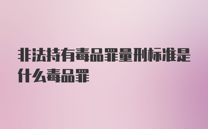 非法持有毒品罪量刑标准是什么毒品罪