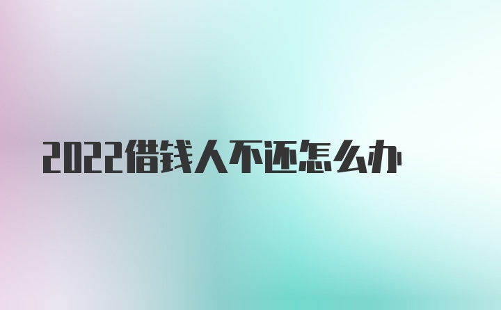 2022借钱人不还怎么办