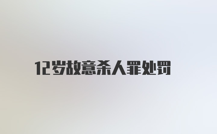 12岁故意杀人罪处罚