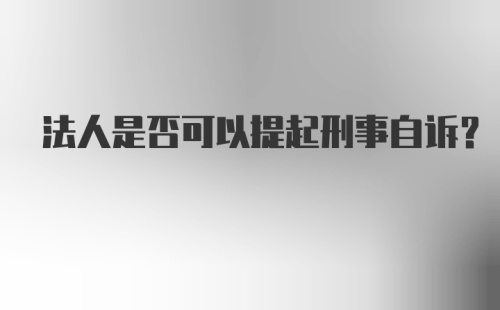 法人是否可以提起刑事自诉？