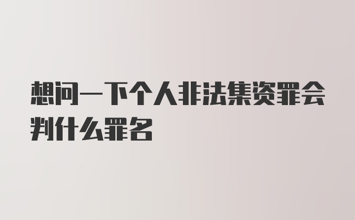 想问一下个人非法集资罪会判什么罪名