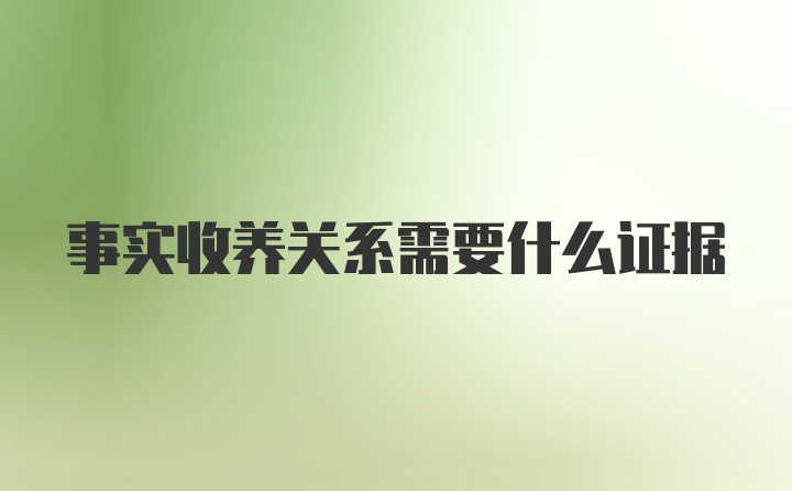 事实收养关系需要什么证据