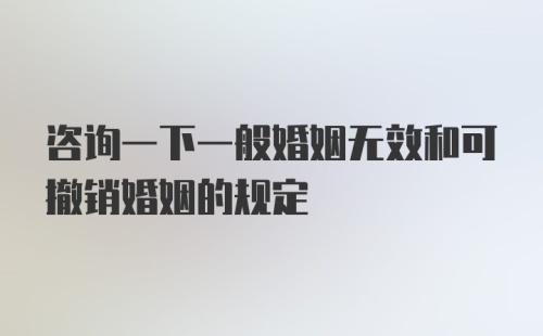 咨询一下一般婚姻无效和可撤销婚姻的规定