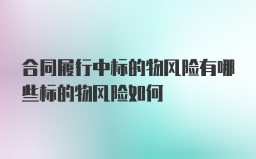 合同履行中标的物风险有哪些标的物风险如何