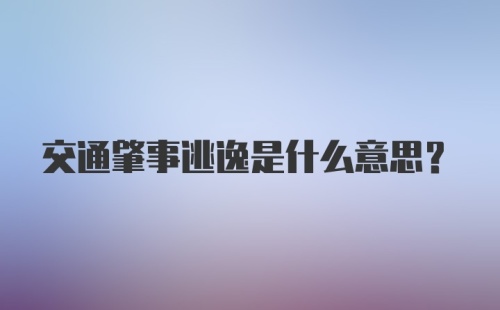 交通肇事逃逸是什么意思？