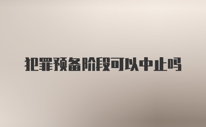 犯罪预备阶段可以中止吗