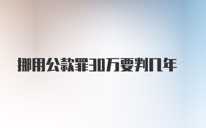 挪用公款罪30万要判几年