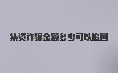 集资诈骗金额多少可以追回