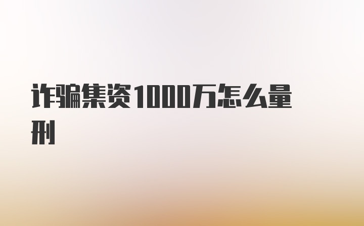 诈骗集资1000万怎么量刑