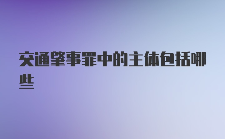 交通肇事罪中的主体包括哪些