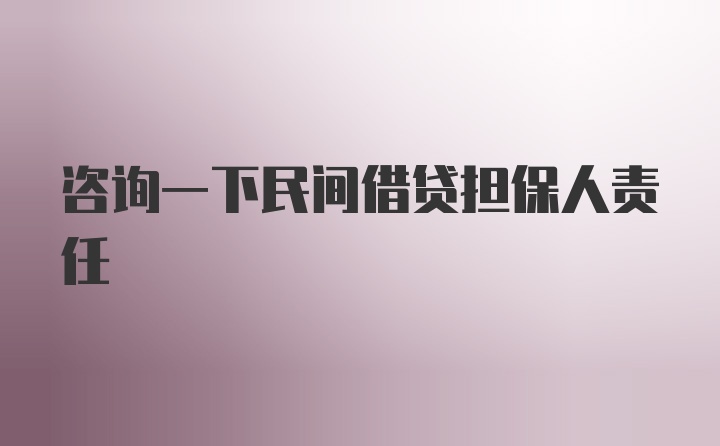 咨询一下民间借贷担保人责任